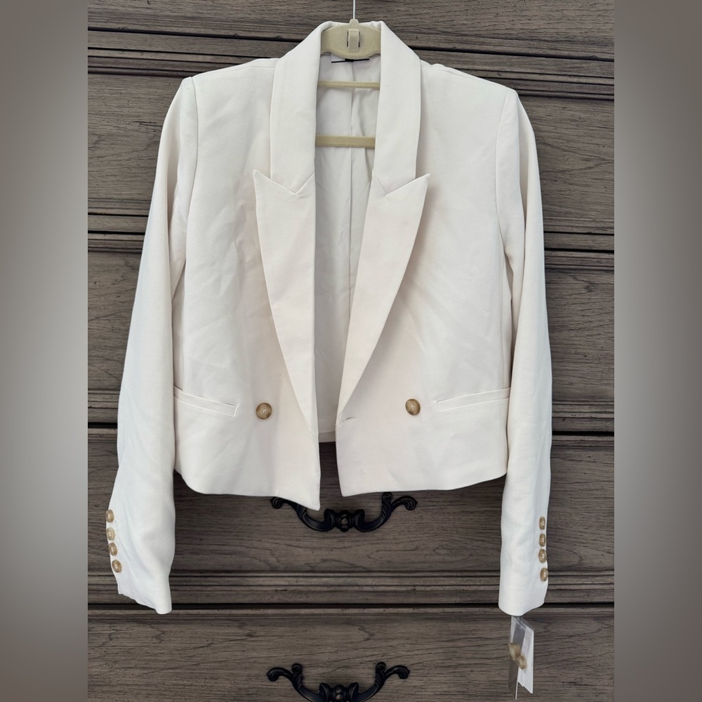 Amanda & Chelsea Ivory Blazer with Gold Accents